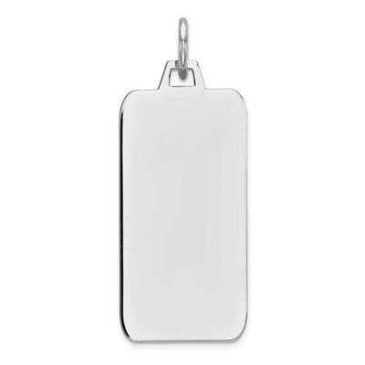 Engravable Rectangular Polish Front/Satin Back Disc Charm Sterling Silver Rhodium Plated QM508, MPN…