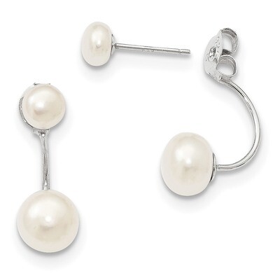 5-6Mm&amp;8-9Mm White Freshwater Cultured Pearl Dangle Earring Sterling Silver QE12888WW, MPN: QE12888W…