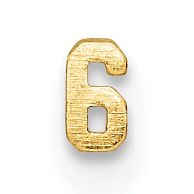 Die Struck Number 6 14k Yellow Gold YG2185, MPN: YG2185,