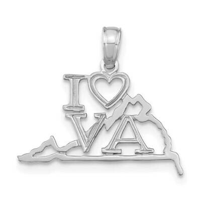 Virginia State Pendant 14k White Gold Solid D1192W, MPN: D1192W,