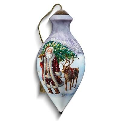 Neqwa Art Snowy Santa With Tree and Reindeer Ornament GM25393, MPN: GM25393, 842181125284
