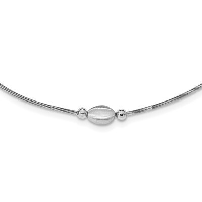 Leslie&#39;s Polished Scratch-finish Beaded Necklace Sterling Silver Rhodium-plated HB-QLF1098-16, MPN:…