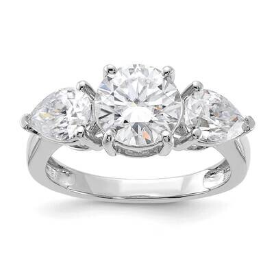 3 3/8ct. Three Stone G H I True Light Moissanite Engagement Ring 14k White Gold RM4462E-340-WMT, MP…
