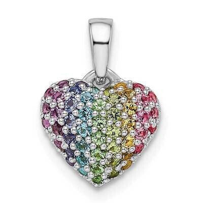 Rainbow Nano Crystal Heart Pendant Sterling Silver Rhodium-plated QP5677, MPN: QP5677,