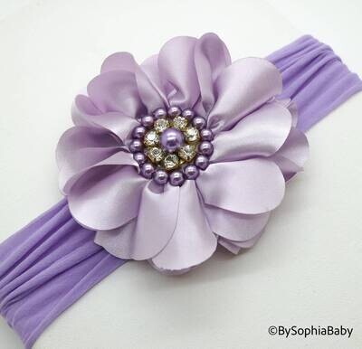 Baby Headband Headwrap Lilac Lavender Flower Headband Baby Lavender Headband Lilac Baby Girl Headba…