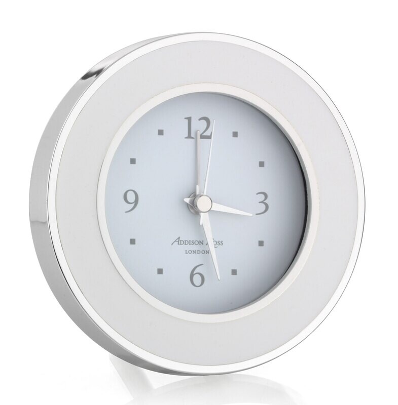 Addison Ross White & Silver Silent Alarm Clock 4 x 4 InchSilver-plated FR5500