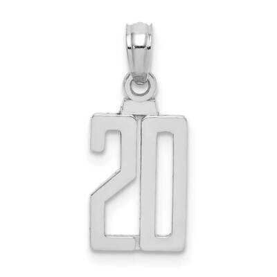 Number 20 Pendant 14k White Gold Polished NU20W, MPN: NU20W, 196904087831