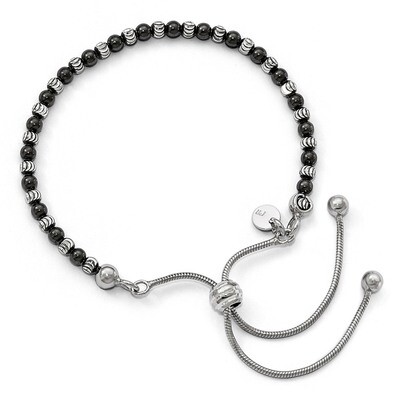 Leslie&#39;s Rhodium-plated Diamond-cut Adjustable Bracelet Sterling Silver HB-QLF590, MPN: QLF590, 886…