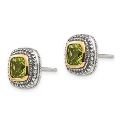 Peridot Earrings Sterling Silver &amp; 14k Gold QTC862, MPN: QTC862, 883957441443