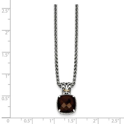 Smokey Quartz Necklace Sterling Silver &amp; 14k Gold QTC918, MPN: QTC918, 883957409603