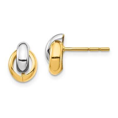 Oval Post Earrings 14k Gold &amp; White Rhodium YE1882, MPN: YE1882, 883957016313