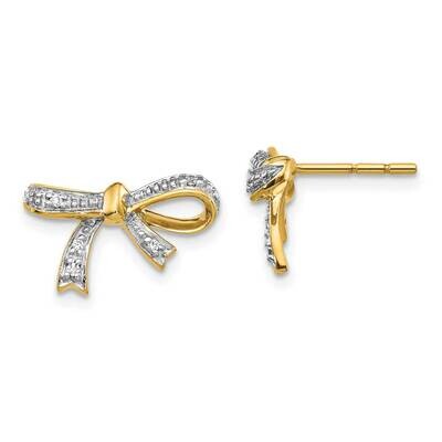 Bow Post Earrings 14k Gold Diamond EM5507-005-YA, MPN: EM5507-005-YA, 883957414485