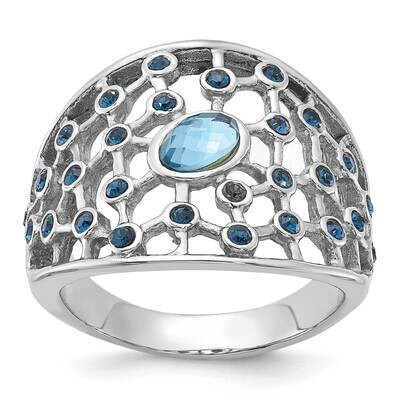 Stainless Steel Fancy Blue CZ Ring SSCMEI18296