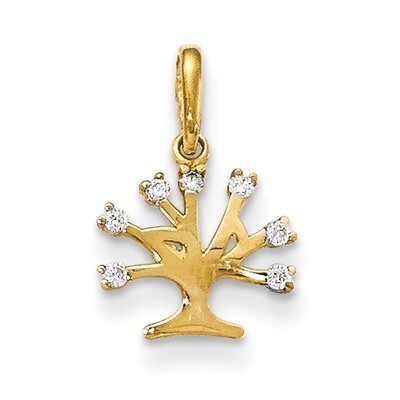 CZ Children&#39;s Tree Pendant 14k Gold YC1160