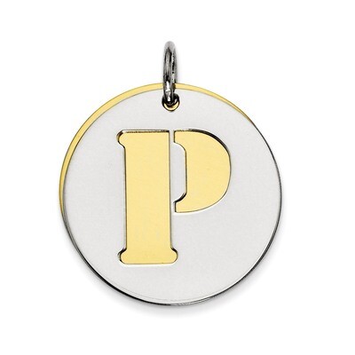 Initial P Double Plate Round Charm Sterling Silver QC7910P, MPN: QC7910P,