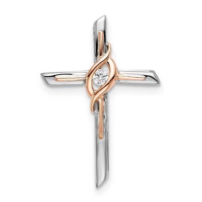 White &amp; Rose Diamond Cross Chain Slide 14k Two-Tone Gold PM8482-003-WRA, MPN: PM8482-003-WRA,