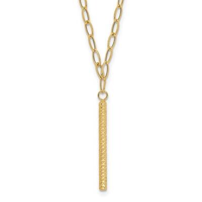 Oval Link Diamond-Cut Bar Necklace 18 Inch 14k Gold Polished SF2917-18, MPN: SF2917-18, 883957931791