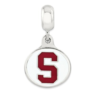 Stanford University Collegiate Enameled Dangle Bead Sterling Silver QRS3225