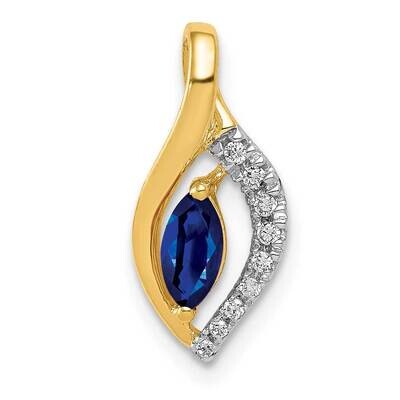 .37 Sapphire Pendant 14k Gold Diamond PM5267-SA-005-YA, MPN: PM5267-SA-005-YA, 883957974378