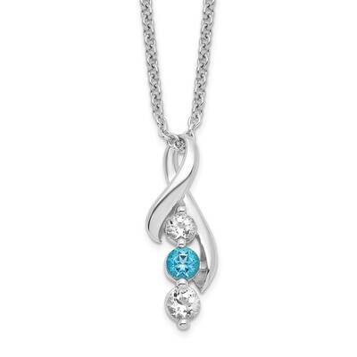 Survivor Clear &amp; Blue Swarovski Topaz Jen with Extender Necklace Sterling Silver SV238SSB-16, MPN: …