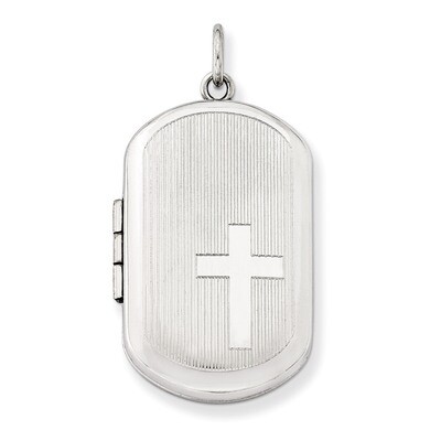 Side Cross Rectangular Locket Sterling Silver QLS561, MPN: QLS561, 883957145242