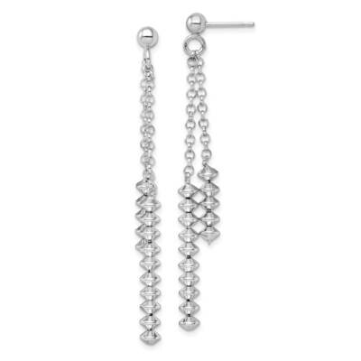 Beaded Post Dangle Earrings Sterling Silver Rhodium-Plated Polished QE15631, MPN: QE15631, 19690415…