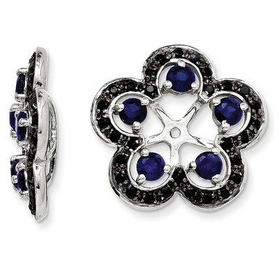 Created Sapphire &amp; Black Sapphire Earring Jacket Sterling Silver Rhodium QJ141SEP, MPN: QJ141SEP, 1…