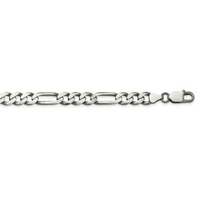7.5mm Figaro Chain 26 Inch Sterling Silver Antiqued QFG200A-26, MPN: QFG200A-26,