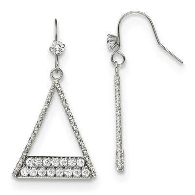 Cz Shepherd Hook Dangle Earrings Stainless Steel Polished SRE1557, MPN: SRE1557, 191101867279