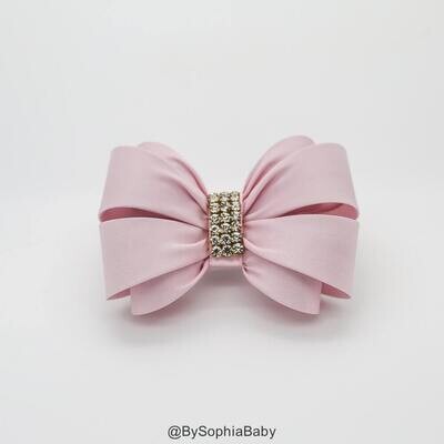 Light Pink Bow Hair Clip Girls Bow Hair Clip Bow Hair Clip Wedding Hair Clip Toddler Bow Rhinestone…