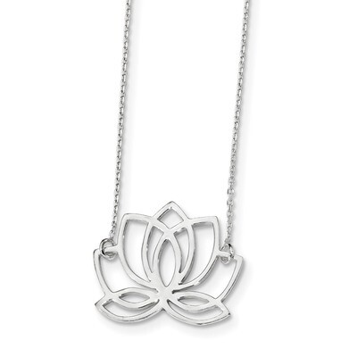 Lotus Flower Necklace 18 Inch Sterling Silver Polished QG4460-18, MPN: QG4460-18, 191101003417