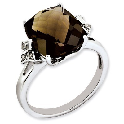 Smoky Quartz &amp; Diamond Ring Sterling Silver QR3191SQ, MPN: QR3191SQ, 883957668208
