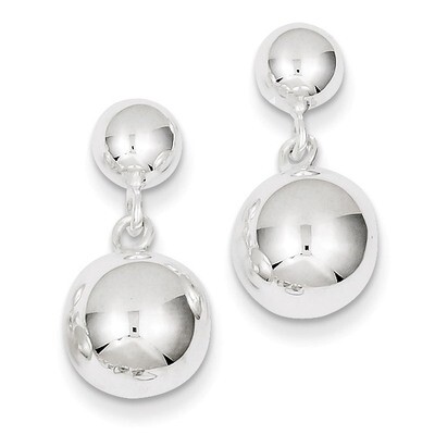 Round Bead Dangle Post Earrings Sterling Silver QE6839, MPN: QE6839, 883957571805