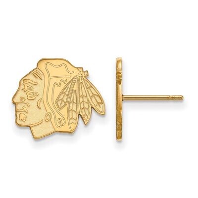 Chicago Blackhawks Small Post Earring Gold-plated Silver GP009BLA, MPN: GP009BLA, 886774908816