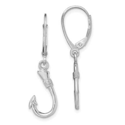 Fish Hook Leverback Earrings 14k White Gold 3-D TF1836W, MPN: TF1836W, 883957984704