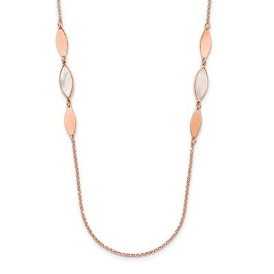 Sterling Silver Rose-tone Mother of Pearl Stations with 1in ext Necklace J355299171000