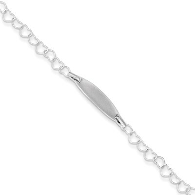 6 Inch Engravable Children&#39;s ID Heart Link Bracelet Sterling Silver Polished QID173-6, MPN: QID173-…