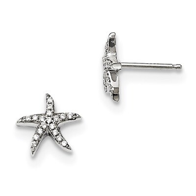 Starfish Earrings Sterling Silver CZ QMP1464, MPN: QMP1464, 191101075735