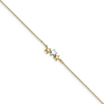 Leslie&#39;s Star 1in ext Anklet 14k Two-tone Gold Polished HB-LF1438-9.5, MPN: LF1438-9.5, 191101746123