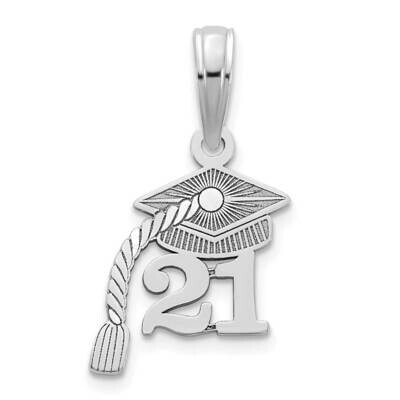Graduation Cap 21 with Dangling Tassle Charm 14k White Gold YC1454W, MPN: YC1454W, 196904083253