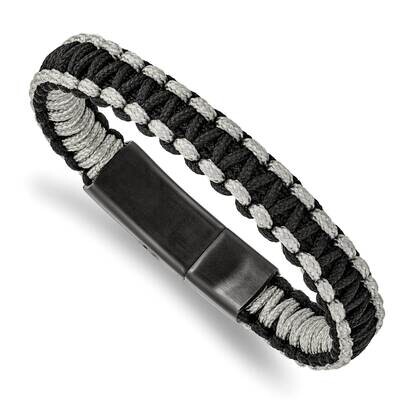 Black Ip Black Grey Nylon 8.25 Inch Bracelet Stainless Steel Brushed SRB2428-8.25, MPN: SRB2428-8.2…
