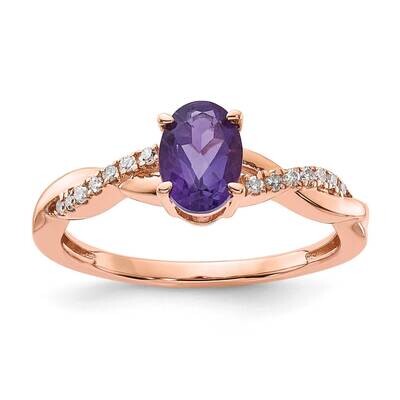 10k Gold Rose Gold Polished Amethyst and Diamond Ring RM4235-AM-0RAS45