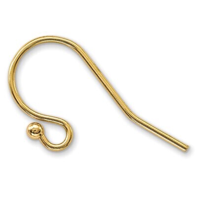 Heavy Ball End Wire Shepherd Hook Component 14k Yellow Gold YG4877, MPN: YG4877,