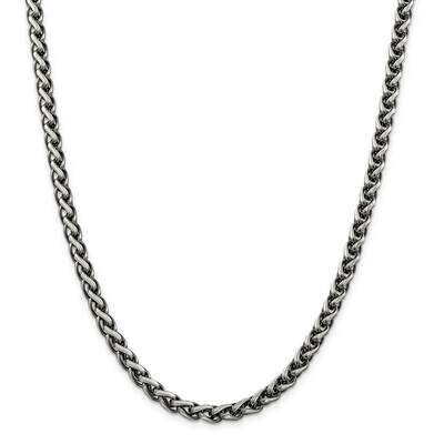 6mm Round Spiga Chain 26 Inch Sterling Silver Antiqued QFC143-26, MPN: QFC143-26,