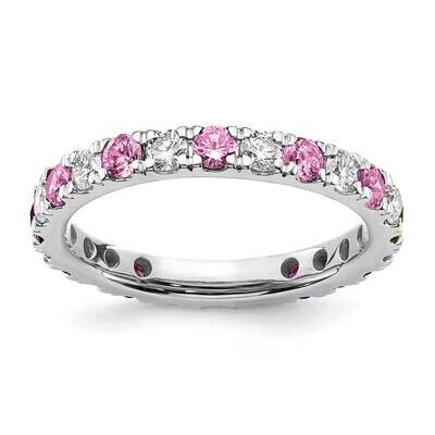 Si1/Si2 G H I &amp; Created Pink Sapphire Eternity Band 14k White Gold Lab Grown Diamond ET0048-CPS-070…