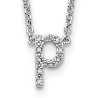 Sterling Silver Polished Diamond Initial p with 2 in ext Necklace PXD2711/P-SSS45