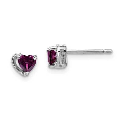 Rhodolite Garnet Heart Post Earrings Sterling Silver Rhodium Plated QE14916JUN, MPN: QE14916JUN, 88…