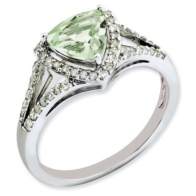 Green Quartz Ring Sterling Silver Diamond QR3068AG, MPN: QR3068AG, 886774670096