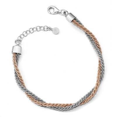 Rose Gold-Tone with 1 Inch Extension Bracelet Sterling Silver QLF762-7, MPN: QLF762-7, 191101207143