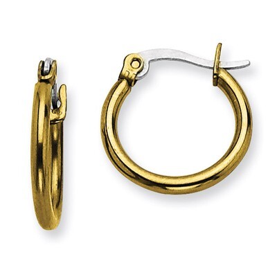 Gold IP plated 15.5mm Hoop Earrings - Stainless Steel SRE557 by Chisel, MPN: SRE557, 191101499173